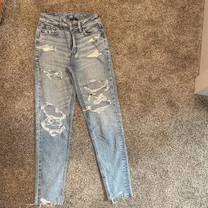American Eagle Outfitters Ripped Light Blue Skinny Jeans strigid